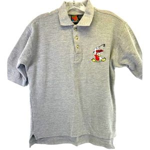 Disney’s Donald Duck Golfing Embroidered Sz Medium‎ Grey Golf Polo Shirt (K7)